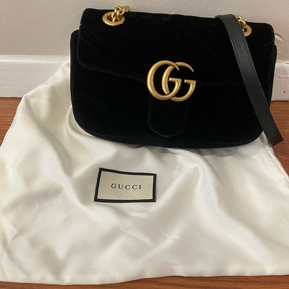 Gucci Handbags - Gucci Small Matelassé GG Velvet Shoulder Bag